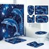 Dolphin Bathroom Four-piece Set - Avant-garde Waterproof Shower Curtain, Creating a Complete Bathroom Suite