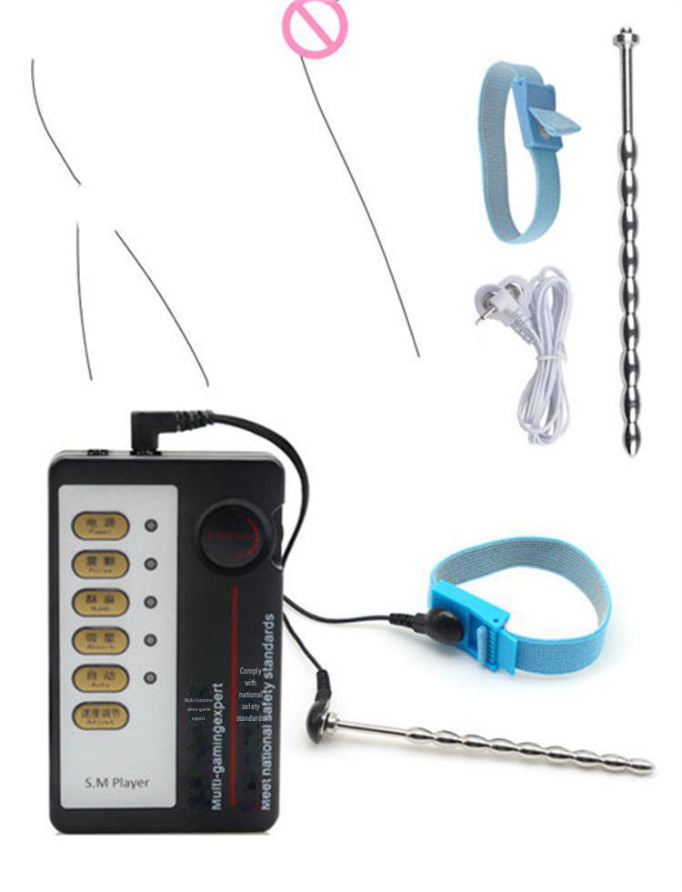 Electric Shock Anal Plug with Stimulation Features for Couples, Male and Female. Includes Nipple Suction, Clamps, and Penis Ring for Added Fun.