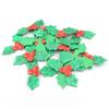 60Pcs Green Holly Leaf Cloth Applique Christmas Scrapbooking Patches DIY Crafts Decorative Stick-on Accessories