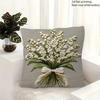 Vikama Lily Of The Valley 2D Flat-Printed Pillow Cover With Non-Real Embroidery Sofa Cushion Cover, Home Decoration