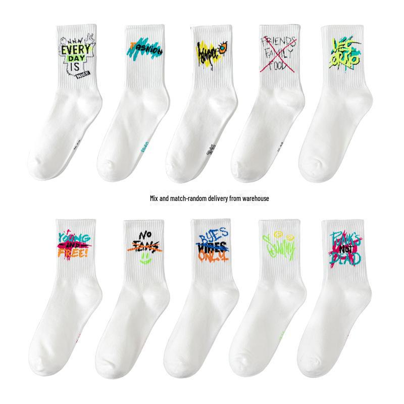 

Мужские носки средней длины для баскетбола с граффити - Большие, Черно-белые, Весна/Лето, Бесплатная доставка 1 pair; D3 Series; One Size белый