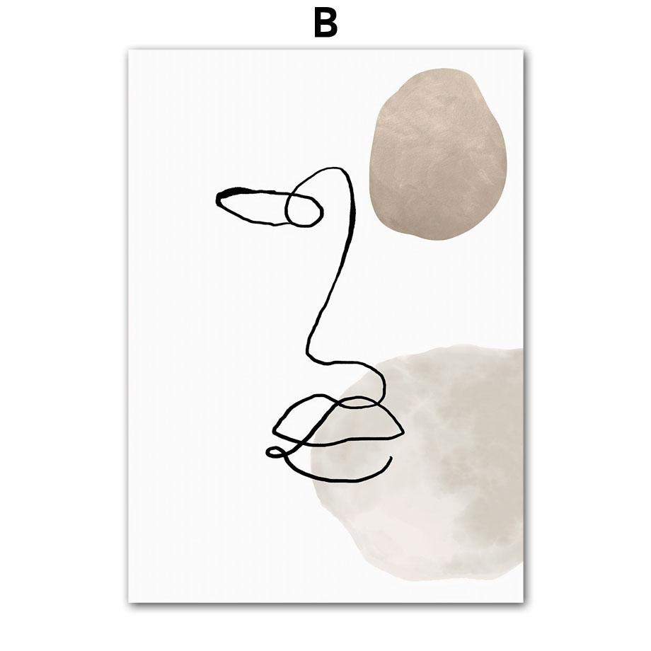 Wall Art Canvas Painting Black White Line Face Watercolor Living Room Decoration Posters And Prints Home Salon Wall Pictures