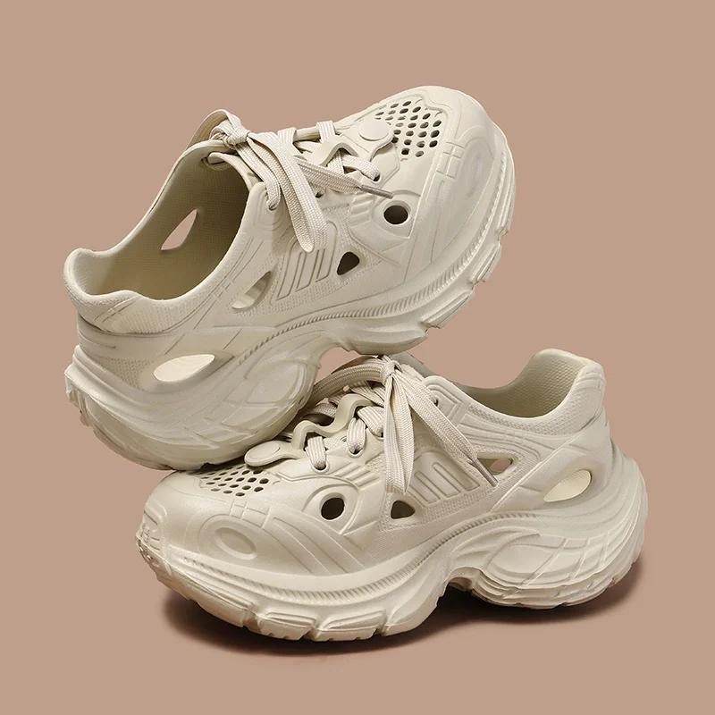 Fashion EVA Soft Platform Sandals Women 2025 Lace-Up Hollow Out Thick Bottom Sandals Woman Solid Color Non-Slip Casual Sandalias Mujer
