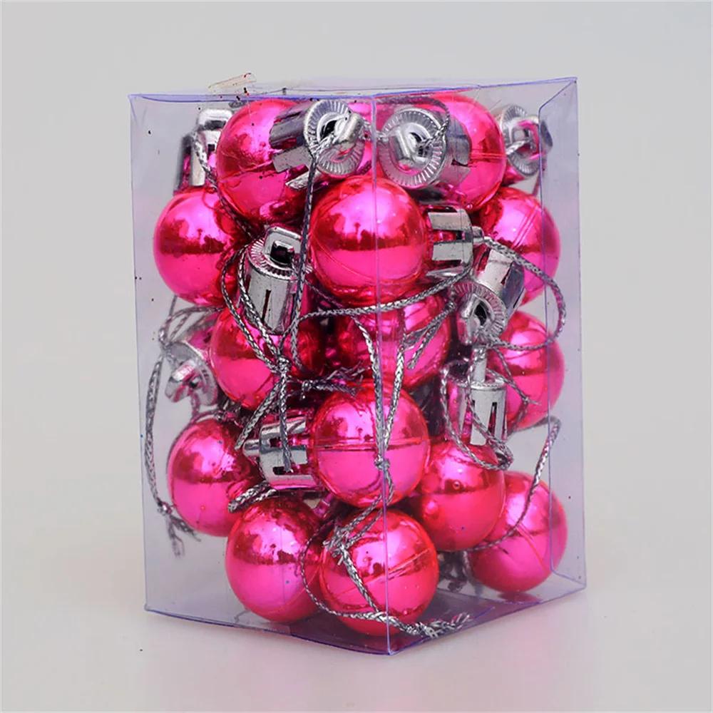24 Stück/Box 2 cm Mini Weihnachtskugel Anhänger Weihnachtsfeier Hängekugel Ornament Einkaufszentrum Decke Fenster Weihnachtsbaum Deko