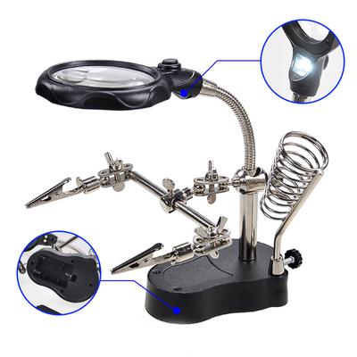 LED Clamp Soldering Iron Stand Helping Clamp Vise Clip Tool Loupe Magnifying Glass Magnifier Crocodile Clip SMD Hands