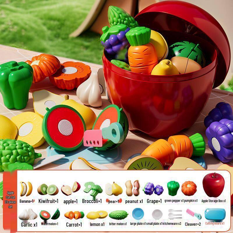 Peelable Fruit & Veggie Cutting Set - Role-Play Educational Toy for Toddlers