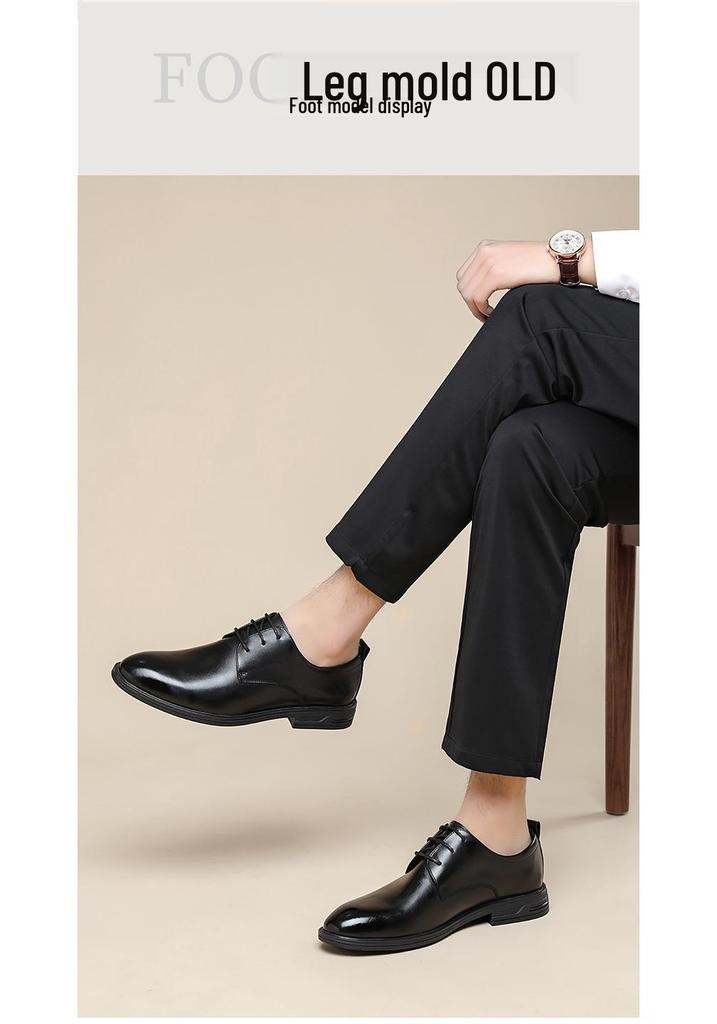 Red Dragonfly Men's Genuine Leather Derby Shoes - Formal British Style for Business and Civil Servants.