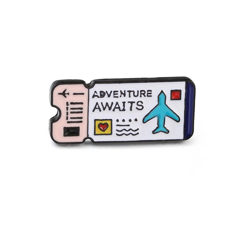 Cartoon Travel Airline Tickets Brooches Love Tag Notes Enamel Pins Movie Tickets Badge Shirt Backpack Hat Lapel Pin Jewelry Gift