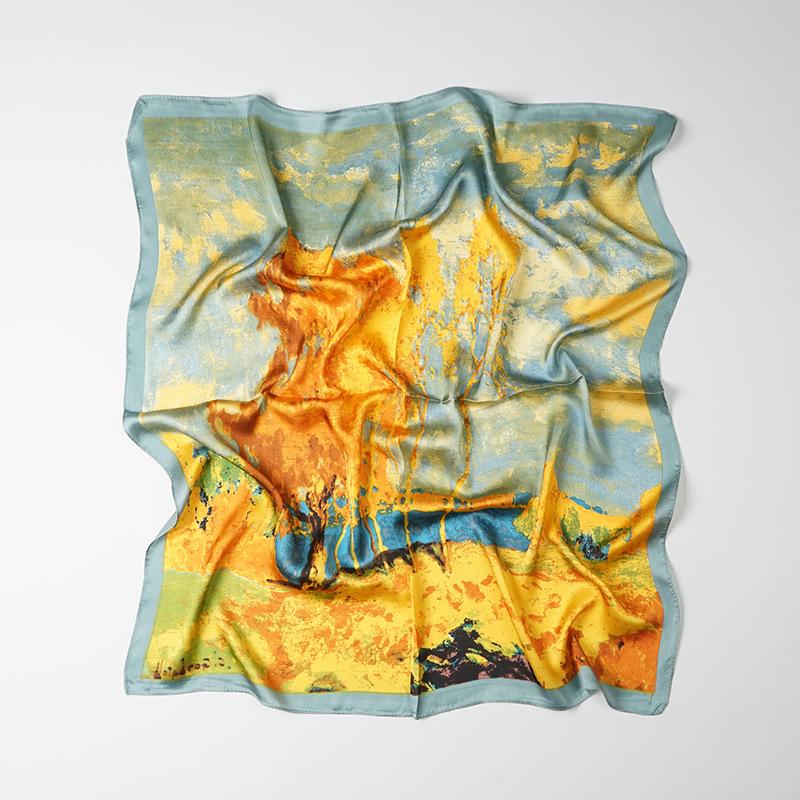 Luxury Printing Silk Scarf 70*70Cm Square Bandelet Women'S Silk Temperament Small Scarf Neck Decorative Wrap Fashion Scarves
