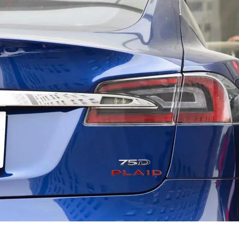 PLAID for Tesla Model 3 S X Y Car Decals ABS Zinc Alloy Plaid  Stickers Badge Version Performance Trunk Emblem Decoration