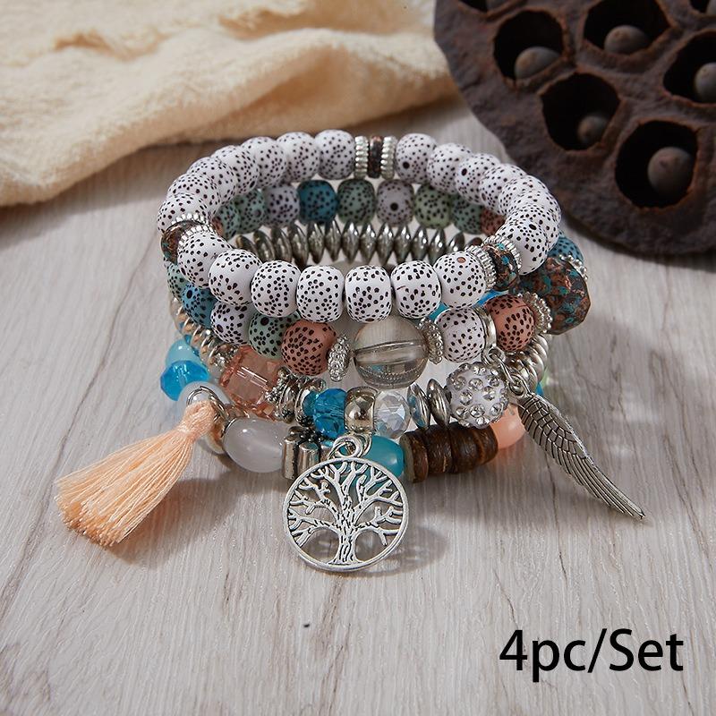 Bohemian bracelet creative tassel multi-layer beaded bracelet
