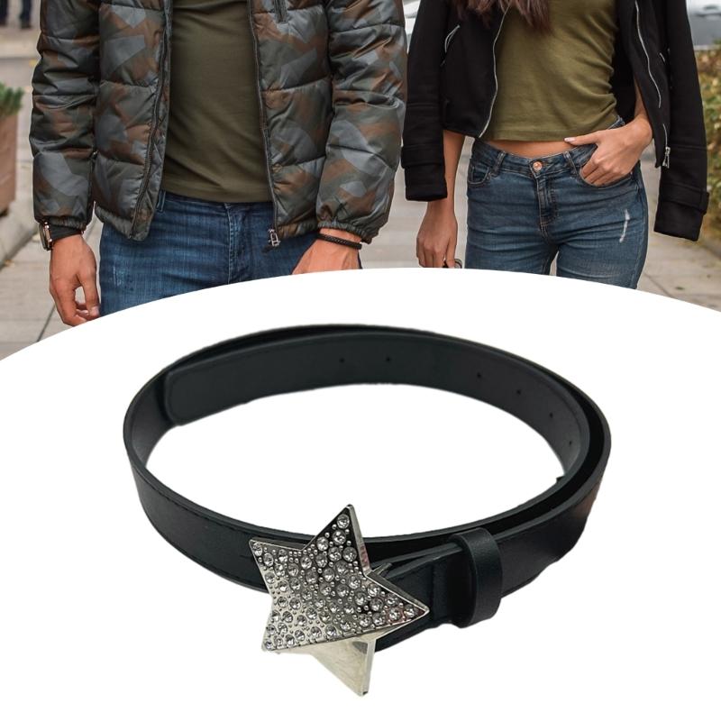 Adult Harajuku Belt with Rhinestone Light Luxurious Ladies Locomotive Waistband