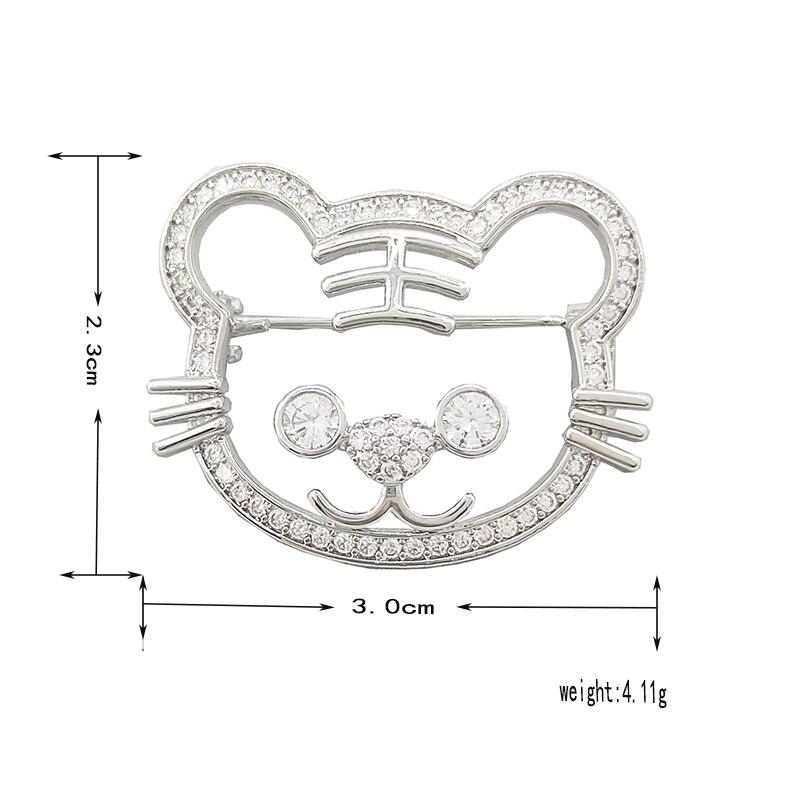 Blucome Newest Fashion Small Cat Shape Brooches Crystal Copper Animal Brooch for Women Men Suit Scarf Hijab Pins