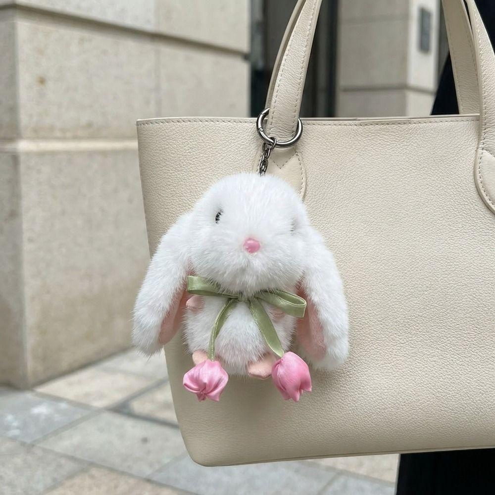 Soft Plush Doll Pendant Cute Cartoon Bunny Keyring Lovely Bag Charm  Girl