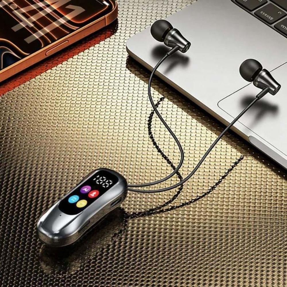 LED Screen Lavalier Bluetooth Earphones Card Insertion Wireless Headphones  Support SD Card