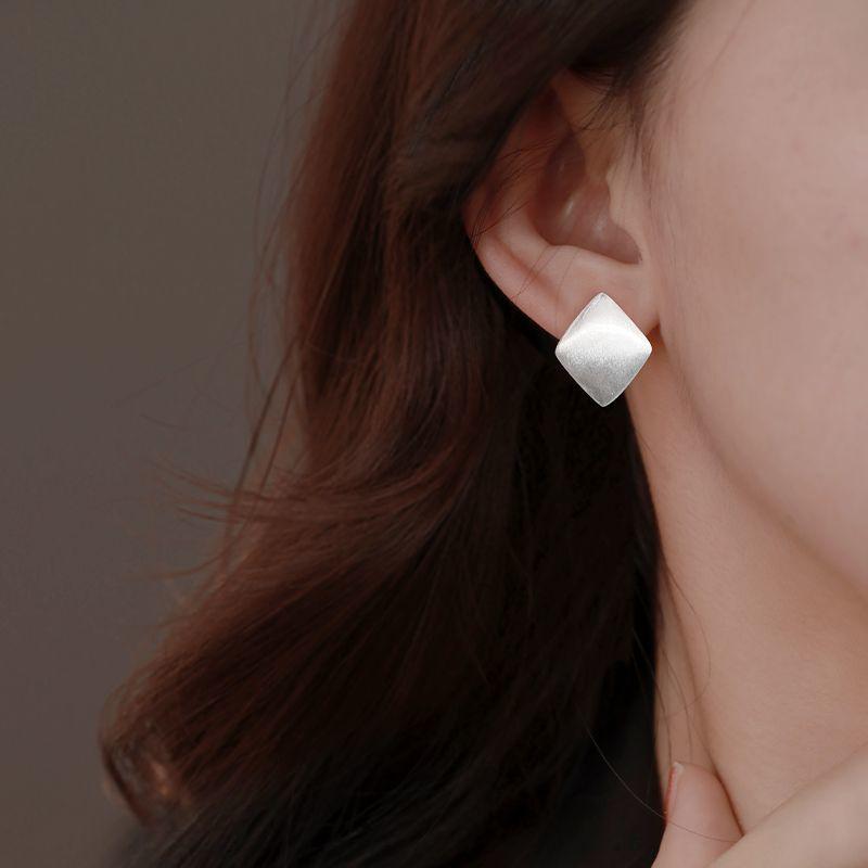 2024 Trendy Brushed Rhombus Ear Cuff Earrings - Simple, Cool Geometric Style for Women