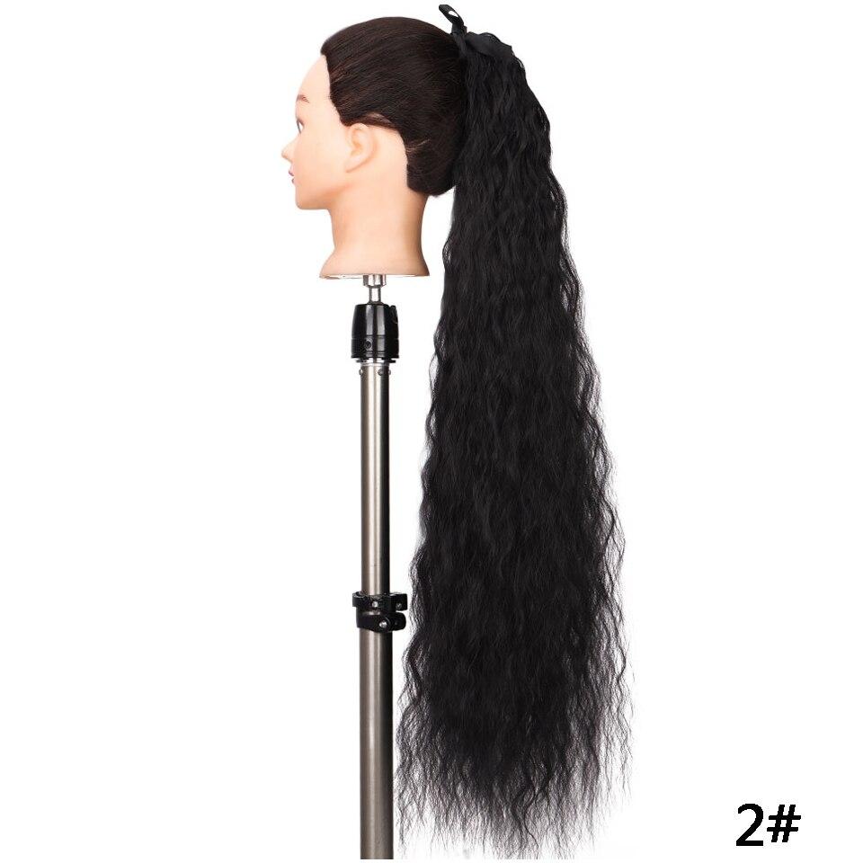 LUPU Extensions de cheveux synthétiques queue de cheval longue bouclée pour femmes, postiche à Clip, épingle à cheveux queue de poney brune, faux cheveux