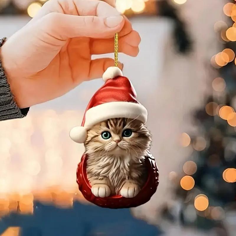 24PCS Cute Cat Acrylic Pendant Christmas Countdown Advent Calendar Blind Box Christmas Surprise Gift Box For Kids Adult Gifts