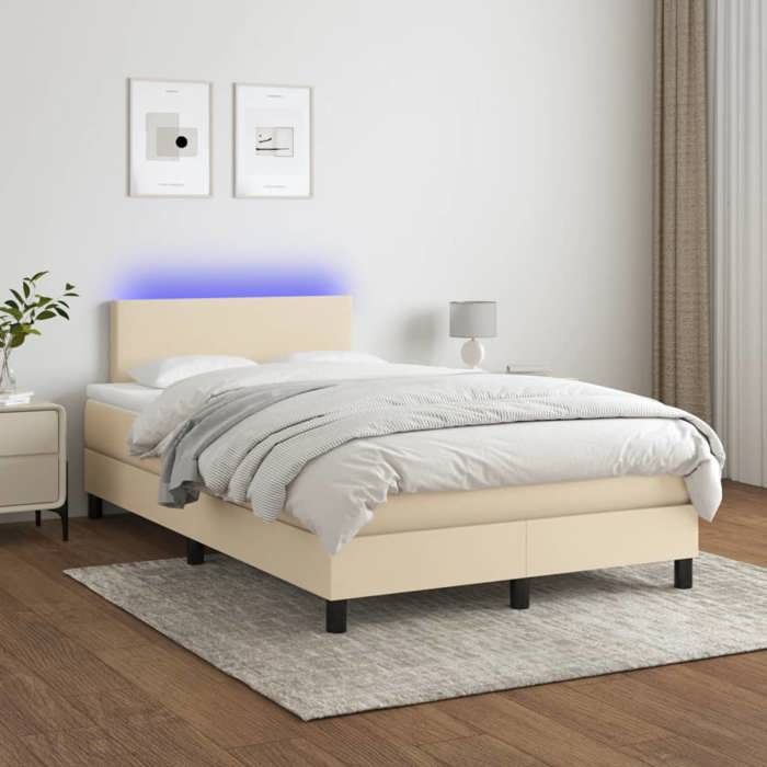 Maison Exclusive - Sommier à lattes de lit avec matelas LED Crème 120x200 cm Tissu