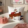 Cartoon CCalvin and HHobbesES Cushion Cover Pillowcase Short Plush Invisible Zipper Room Sofa Cushion Cover