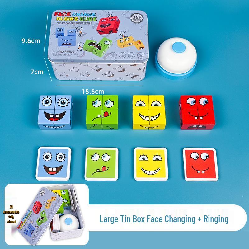 Smiley Face Magic Cube: Educational Building Blocks & Interactive Parent-Child Tabletop Game