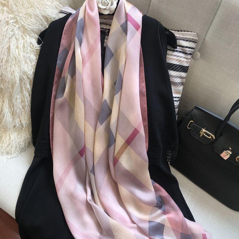 180*65cm 100% Mulberry Silk Printed Scarf Summer Sun Protection Thin Shawl Beach Scarf Neckerchief