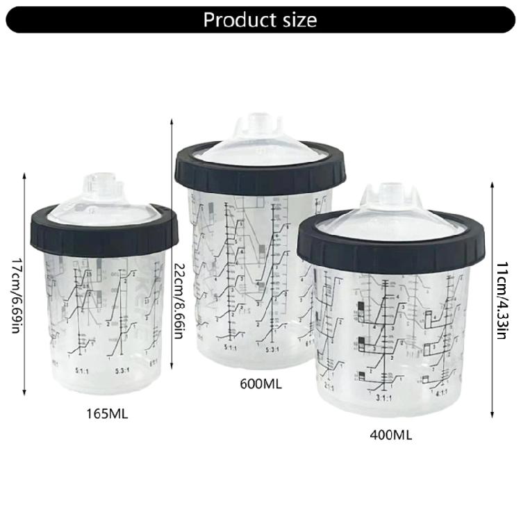 Kit Tazza Vernice per Aerografo Liner Monouso Design Antigoccia Misurino Tazza Miscelazione Vernice 165/400/600ml