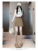Korean Style A-Line High Waist Pleated Corduroy Skirt - Short, Anti-Exposure, 2024 Autumn/Winter Collection (No Belt)