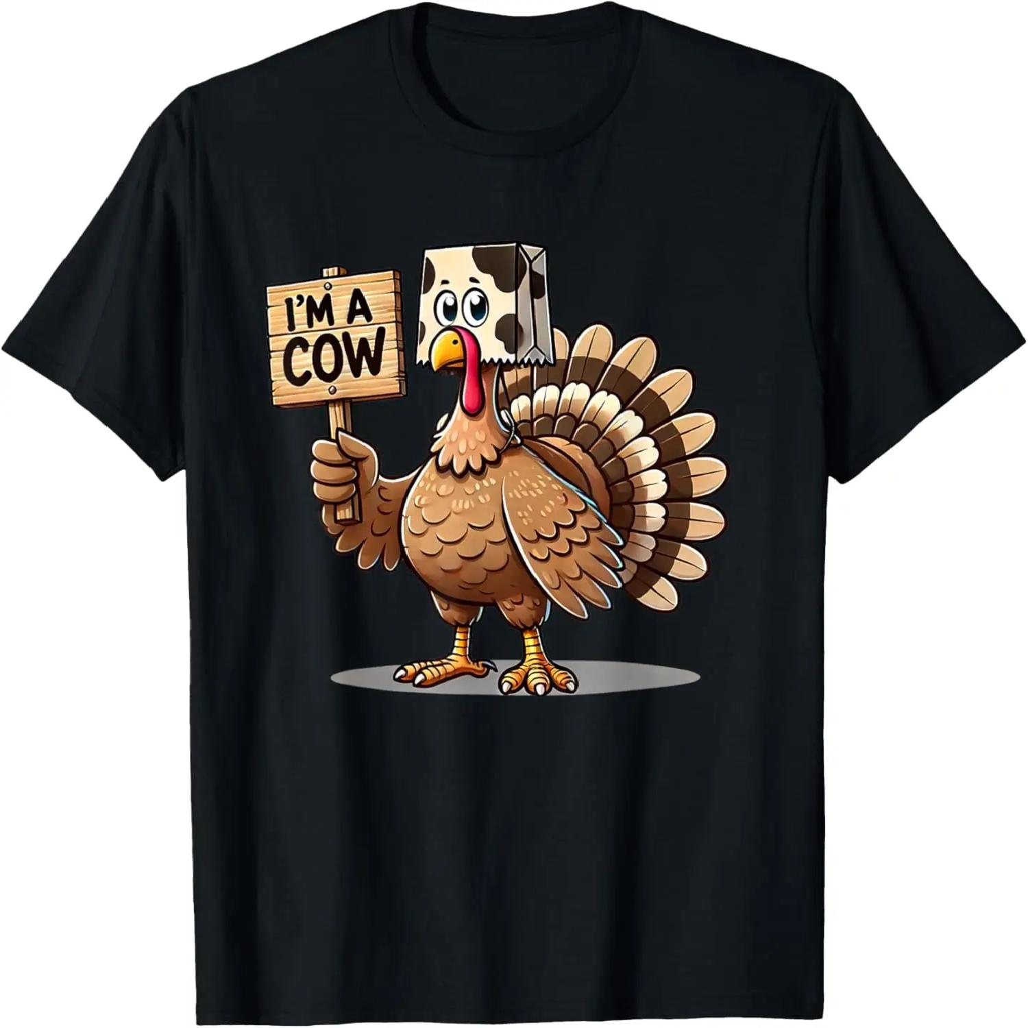 Funny Turkey Paper Bag Moo I m a Cow Thanksgiving Family Men T-Shirt S