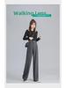 Women's Black Wide Leg Pear-Shaped Suit Trousers with Iron Ring Design - Spring & Autumn Casual Wear