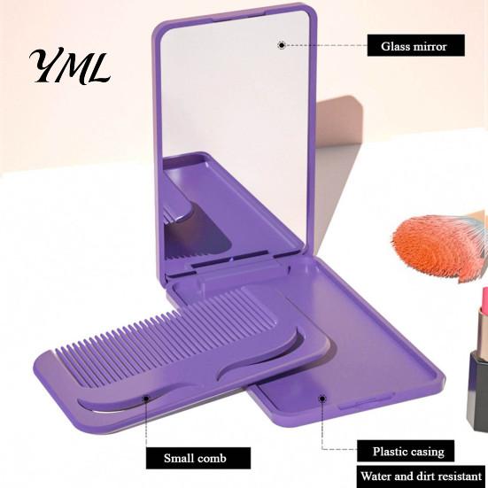 Travel Mirror with Comb Portable Folding Makeup Comb, Compact Cosmetic Mirror, Pocket Size & Hair Detangling for Women Girls Handheld