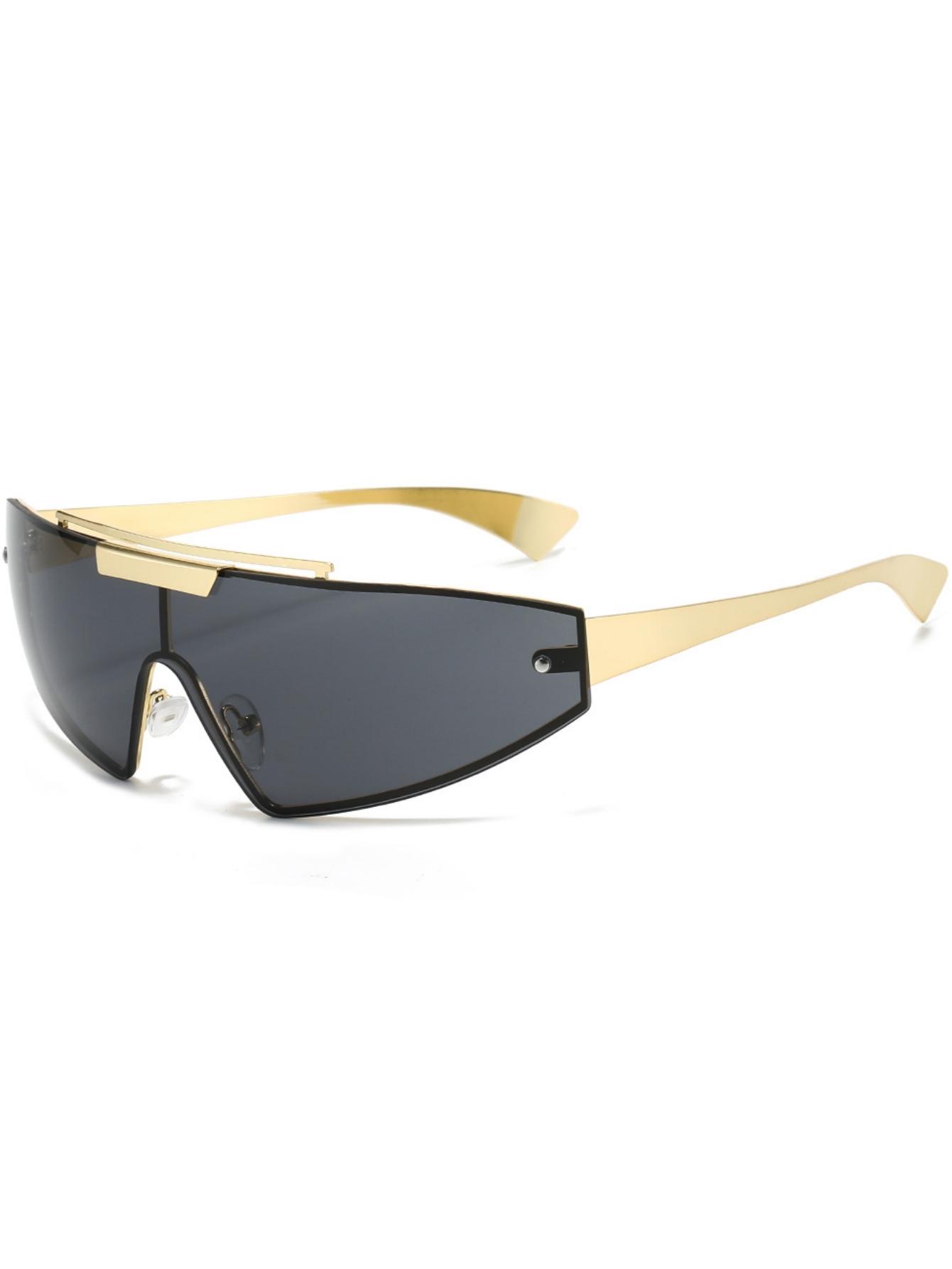 

Punk Wind Future Technology Metal Conjoined Piece Frameless Wrapped Sunglasses Cycling Sunglasses For Men And Women.
