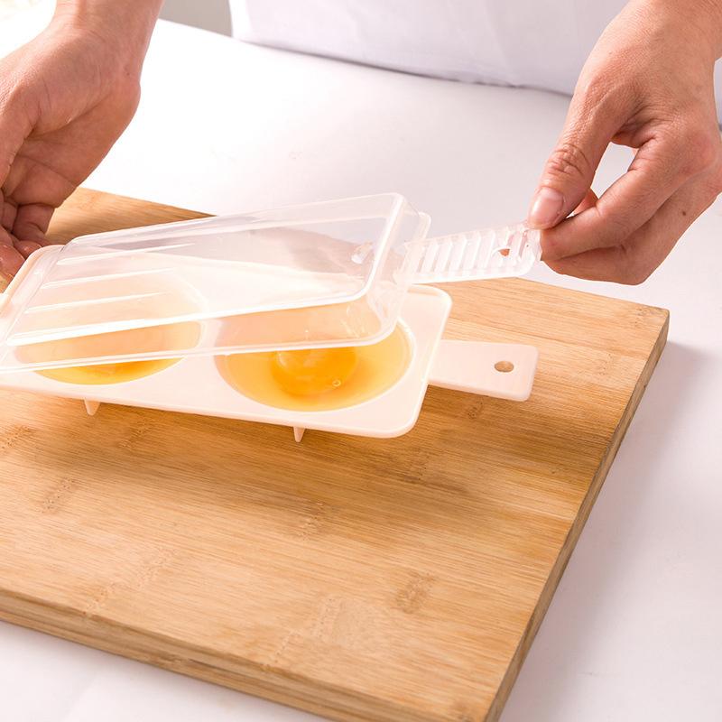 1Pcs Microwave Eggs Poacher Double Cup Egg Boiler Food Grade Kitchen Tableware Steam Egg Bowl Egg Cooker Cooking Tools