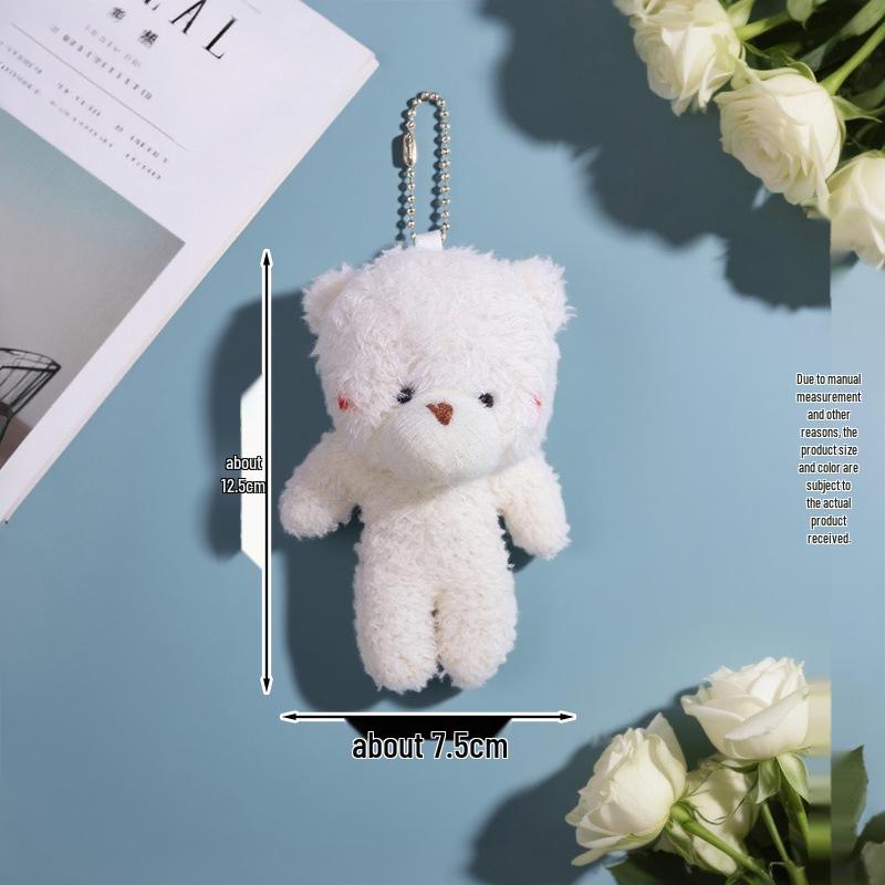 Cute Blush Teddy Bear Onesie Keychain & Rabbit Doll Plush Charm
