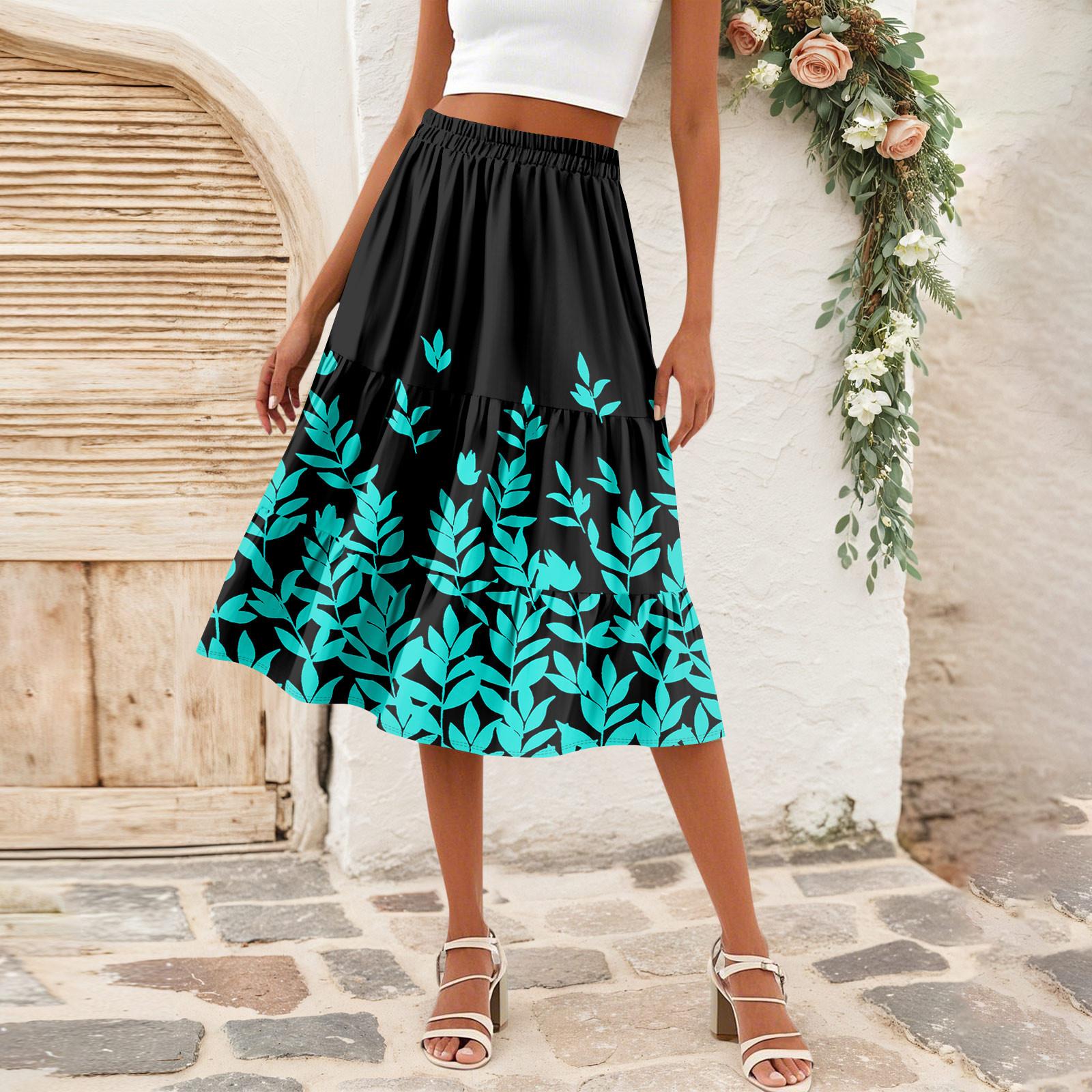 

Женская повседневная юбка А-силуэта с высокой талией, юбка в полоску с принтом в горошек и карманами L