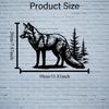 2D Flat Fox Pine Trees Metal Wall Art, Rustic Wildlife Silhouette Black Outdoor Decor for Living Room Cabin Office Indoor Outdoor Nature Inspired Sign