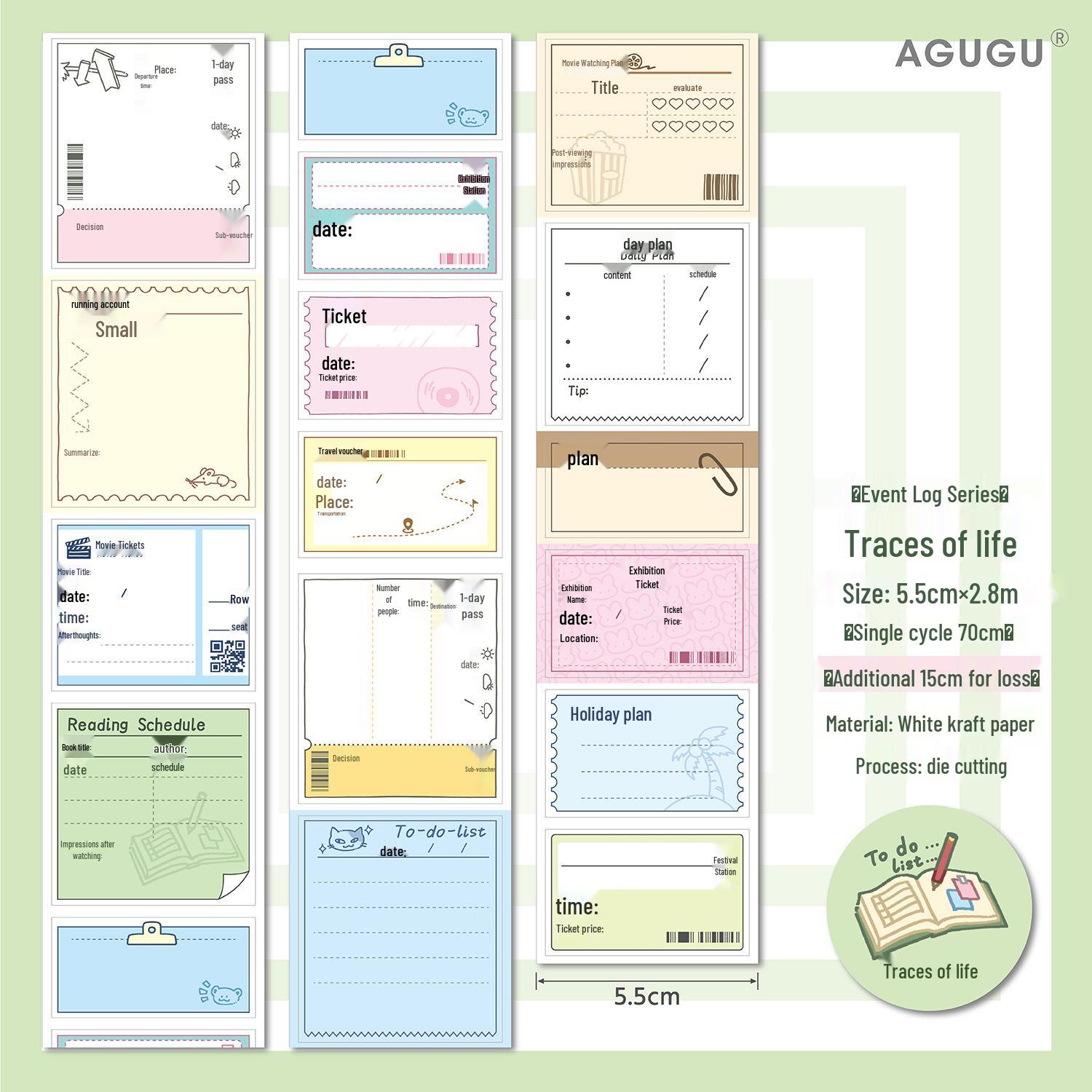 AGUGU Writable Event, Ticket, and Journal Tape Stickers
