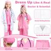 Set de Disfraz de Doctor para Niños con Estetoscopio de Juguete y Placa de Identificación, Tejido Fino, 120 cm, 4-5 Años, Blanco/Rosa