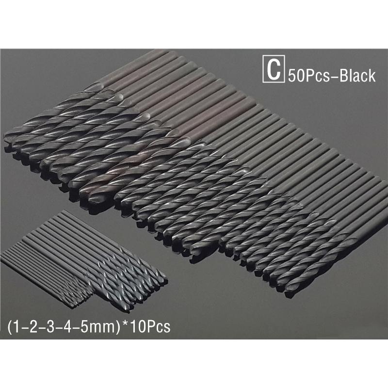 50/60Pcs Set 1- 3/3.5mm Titanium Coated High Speed Steel Drill Bit Manual Twist Drill Bits Round Shank Drill Repair Tools