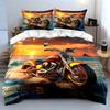 Sunset Beach Motorcycle Artwork Set Soft Comfortable Duvet Cover Bedding Set Included 1*Duvet Cover & 2*Pillowcases, Gift