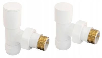 Set of Angled Radiator Valves, White