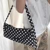 A Simple, Fully Printed Black and White Polka Dot Rectangular Adjustable Commuter Single-shoulder Bag with A Small Handbag