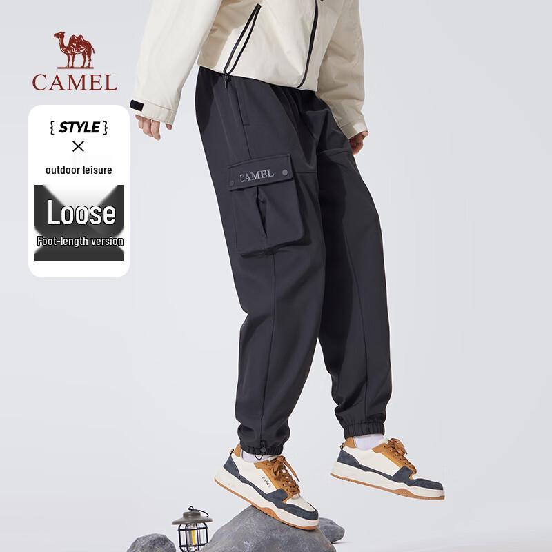CAMEL Men's Fleece-Lined Water-Repellent Outdoor Cargo Joggers