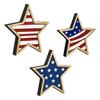 4th of July Rustic Star Wooden Sign, Vintage Star Shaped Block Sign, Patriotic Tiered Tray Centerpiece for Memorial Day, Independence Day Home Table