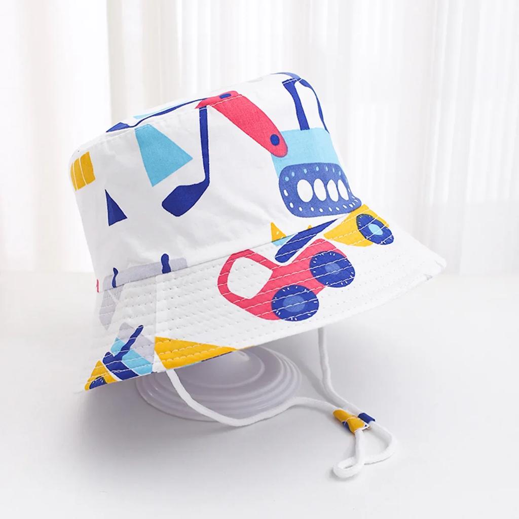 Baby Sun Hat Summer Kids Cartoon Dinosaur Print Soft Cotton Bucket Hat For Girls Boys Panama Beach UV Protection Cap Children