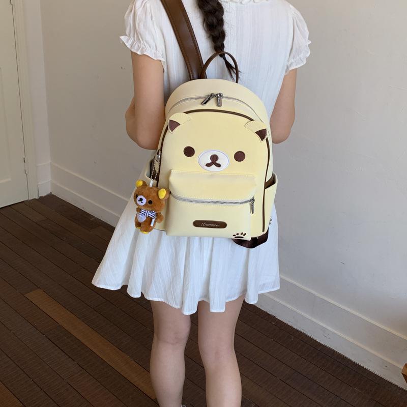 Schoolbag1011 Summer New Retro Fashion Backpack Female Korean Simple Cute Bear Backpack Large Capacity Student Schoolbag