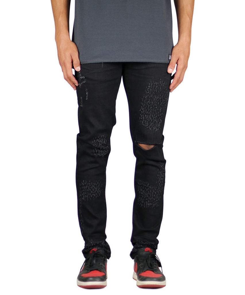 Haipeodenim Jet Black Slit Jeans