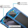 For iPhone 16 Pro Max Case Aluminum Alloy+Silicone Lens Kickstand Phone Cover with Tempered Glass Film