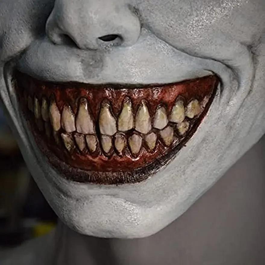 Halloween White Eyed Devil Mask Reusable Adjustable Scary Mask Smile Exorcist Mask Halloween Party Decoration Maskscarnaval mask