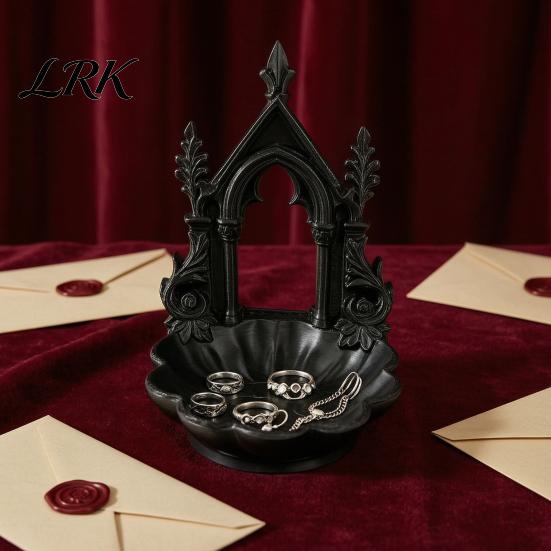 Decorative Storage Dish 3D Printed Gothic Arch Jewelry Tray, Medieval Church Style Trinket Small Item Container Dish, Vintage Tray for Rings Earrings